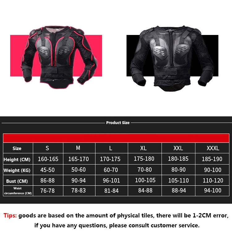 GHOST RACING F060 Motorcycle Armor Suit Riding Protective Gear Chest Protector Elbow Pad Fall Protection Suit, Size: L(Red)