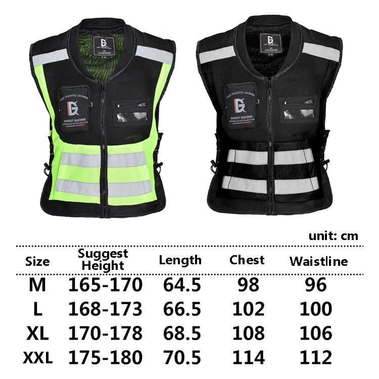 GHOST RACING GR-Y06 Motorcycle Riding Vest Safety Reflective Vest, Size: M(Fluorescent Green)