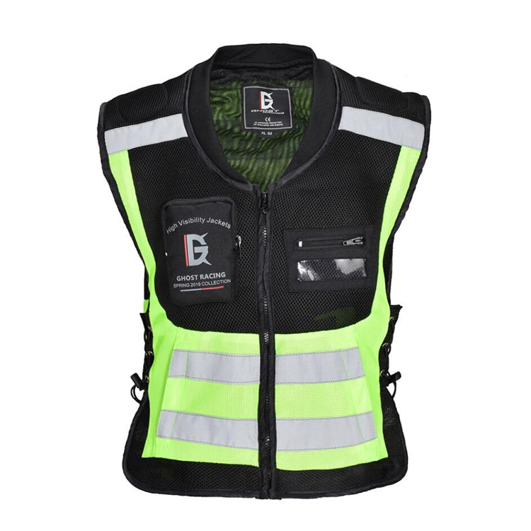 GHOST RACING GR-Y06 Motorcycle Riding Vest Safety Reflective Vest, Size: L(Fluorescent Green)
