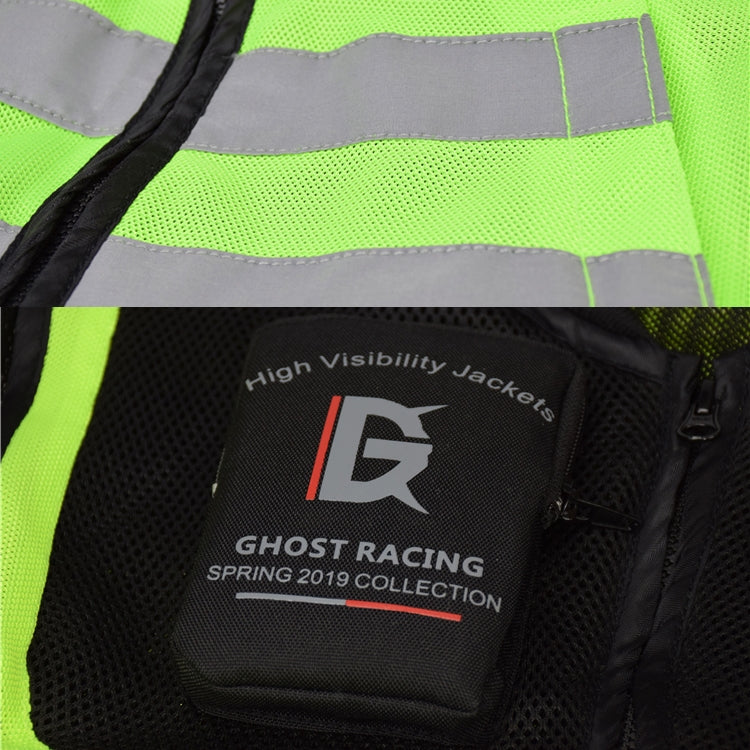 GHOST RACING GR-Y06 Motorcycle Riding Vest Safety Reflective Vest, Size: L(Fluorescent Green)