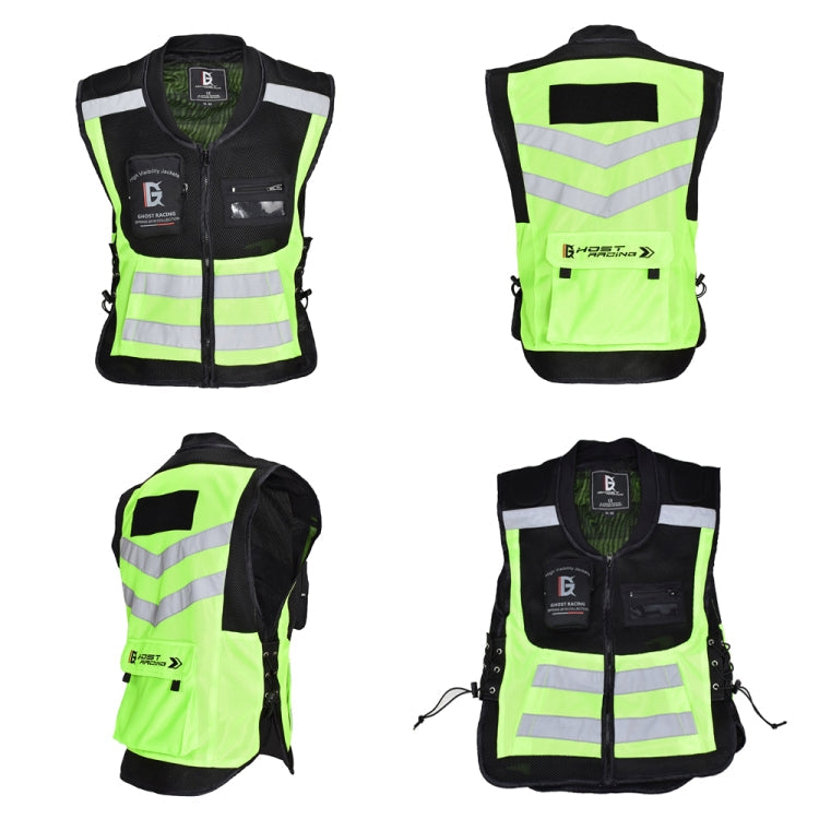 GHOST RACING GR-Y06 Motorcycle Riding Vest Safety Reflective Vest, Size: XL(Fluorescent Green)