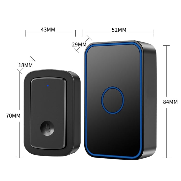 CACAZI A19 1 For 4 Wireless Music Doorbell without Battery, Plug:EU Plug(Black)