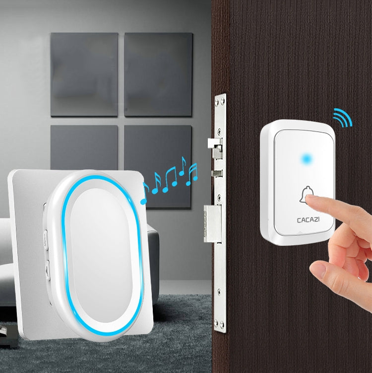 CACAZI A80 1 For 1 Wireless Music Doorbell without Battery, Plug:US Plug(White)