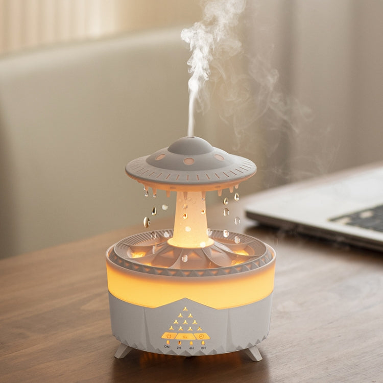 UFO Water Drop Aromatherapy Humidifier Desktop Remote Control Diffuser, Plug: EU Plug(White)