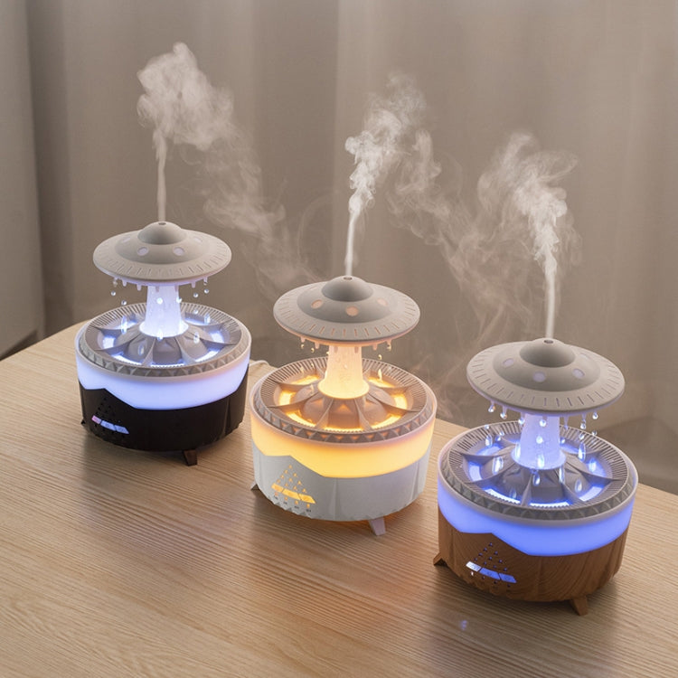 UFO Water Drop Aromatherapy Humidifier Desktop Remote Control Diffuser, Plug: EU Plug(White)