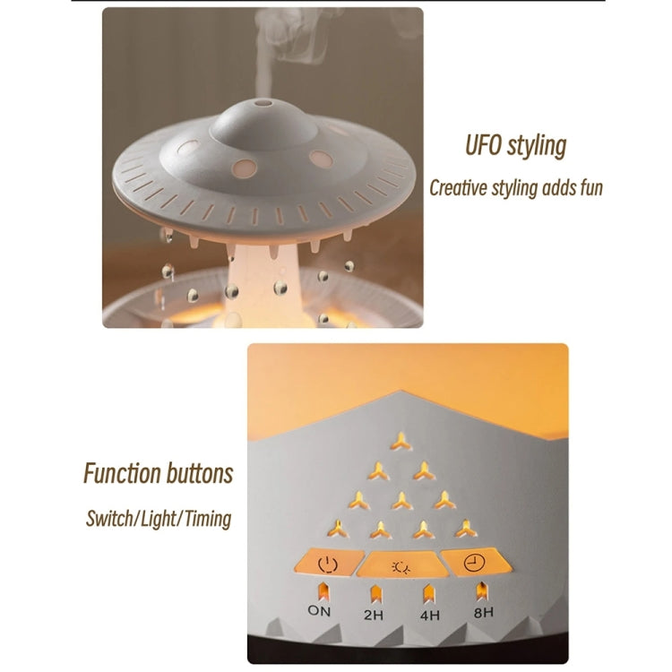 UFO Water Drop Aromatherapy Humidifier Desktop Remote Control Diffuser, Plug: EU Plug(White)