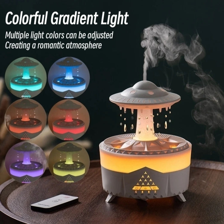 UFO Water Drop Aromatherapy Humidifier Desktop Remote Control Diffuser, Plug: US Plug(Black)