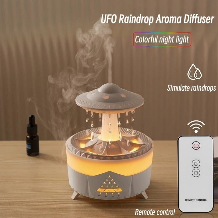 UFO Water Drop Aromatherapy Humidifier Desktop Remote Control Diffuser, Plug: AU Plug(Wood Grain)