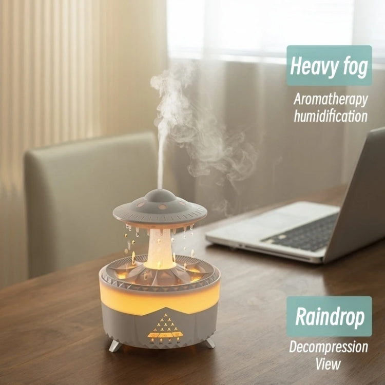 UFO Water Drop Aromatherapy Humidifier Desktop Remote Control Diffuser, Plug: EU Plug(White)