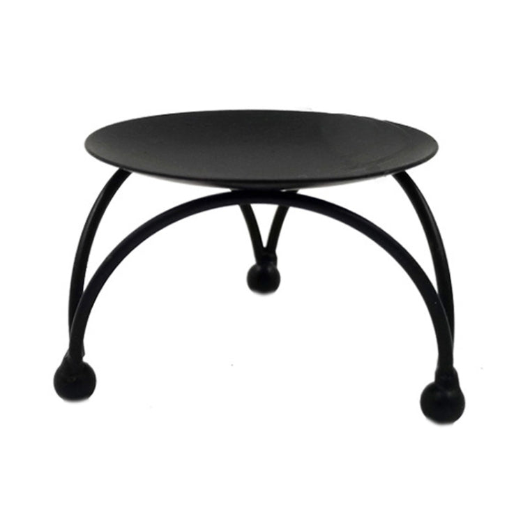 Geometric Three-Dimensional Round Wrought Iron Candle Holder Desktop Ornaments, Color: Black