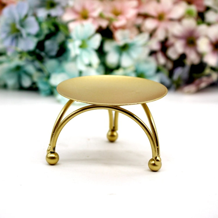 Geometric Three-Dimensional Round Wrought Iron Candle Holder Desktop Ornaments, Color: Gold