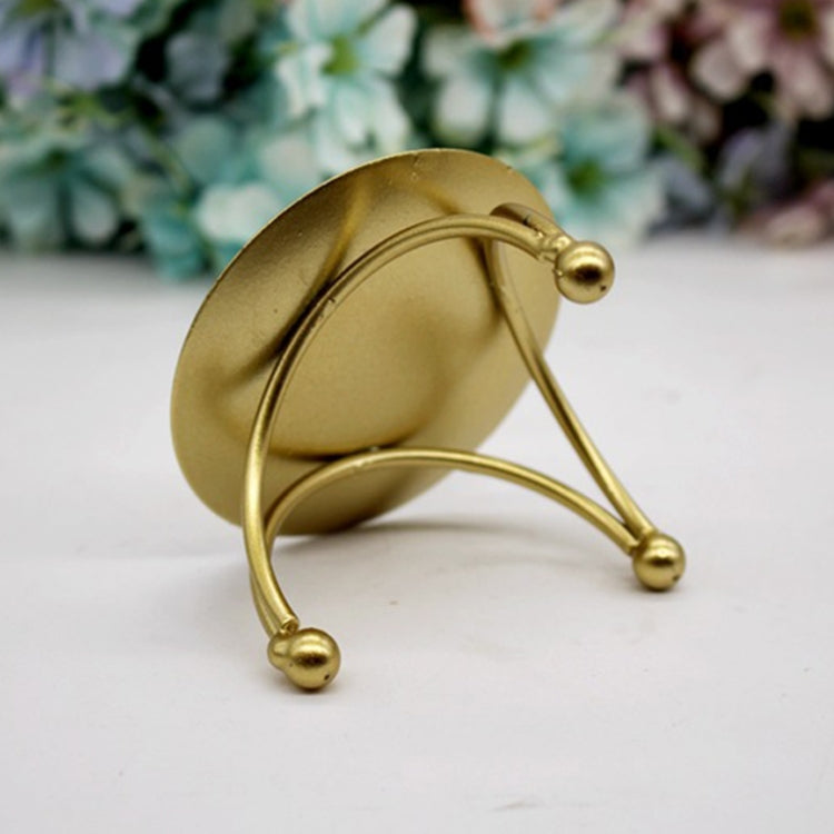 Geometric Three-Dimensional Round Wrought Iron Candle Holder Desktop Ornaments, Color: Gold