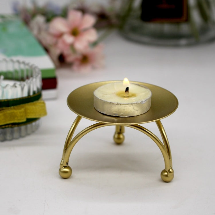 Geometric Three-Dimensional Round Wrought Iron Candle Holder Desktop Ornaments, Color: Gold