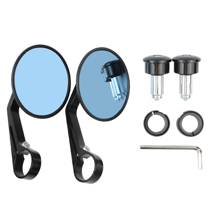 Motorcycle Electric Vehicle Modified Accessories Retro Circular CNC Hand Mirror Rear View Mirror(Black)