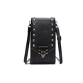 F835 Rivet Diamond Mobile Phone Bag Ladies Shoulder Diagonal Bag(Black)