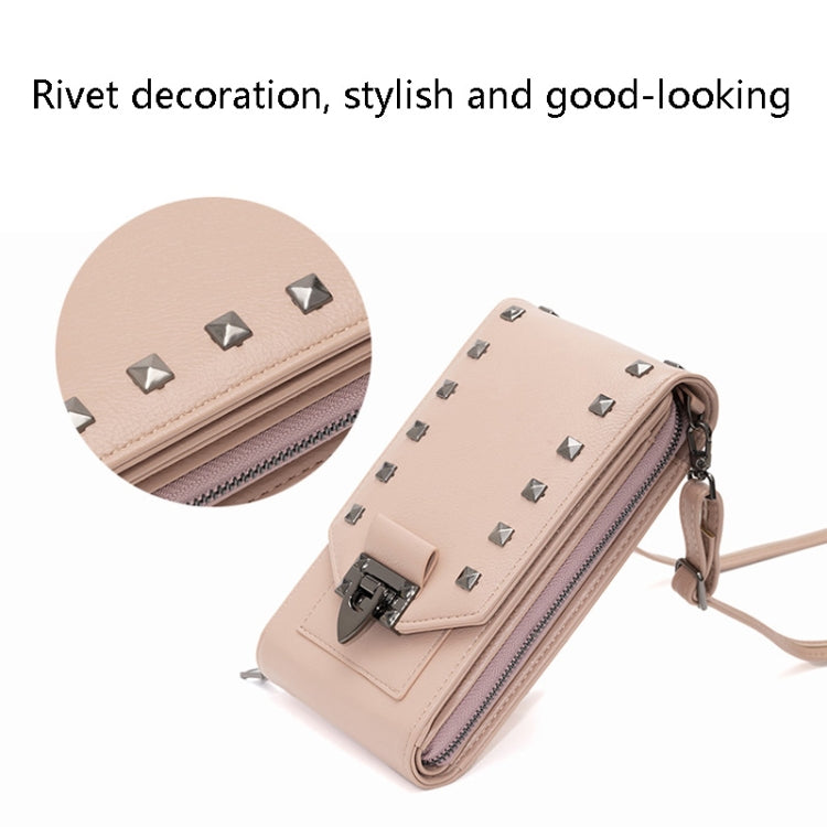F835 Rivet Diamond Mobile Phone Bag Ladies Shoulder Diagonal Bag(Black)