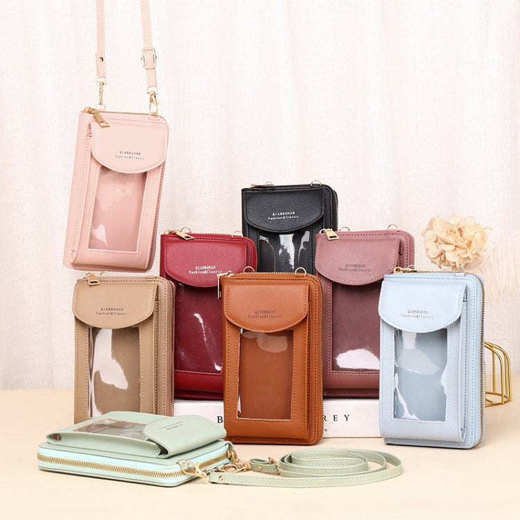 JLF012 Touch Screen Mobile Phone Bag Women Messenger Shoulder Bag(Deep Pink)