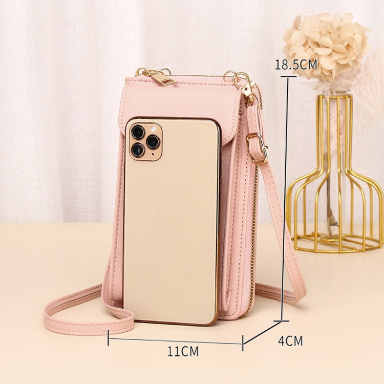JLF012 Touch Screen Mobile Phone Bag Women Messenger Shoulder Bag(Deep Pink)