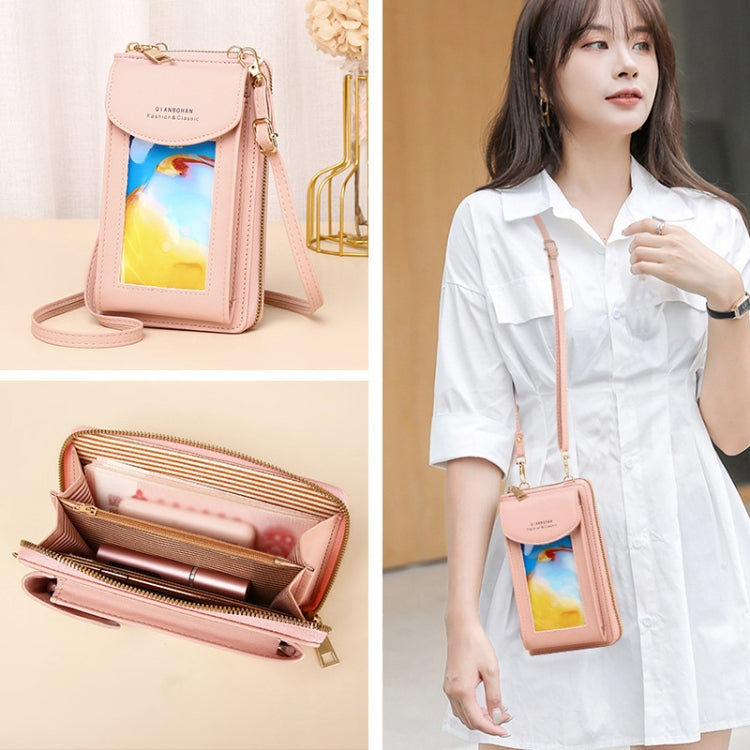 JLF012 Touch Screen Mobile Phone Bag Women Messenger Shoulder Bag(Deep Pink)