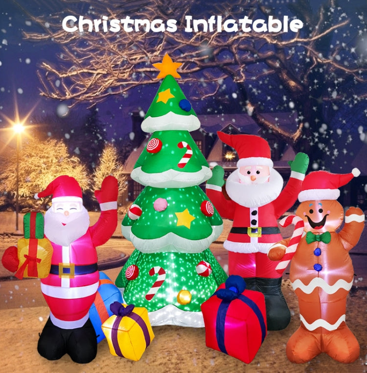 Santa Claus Christmas Tree Snowman Inflatable LED Luminous Christmas Ornaments, US Plug(QM0301-1.5M)