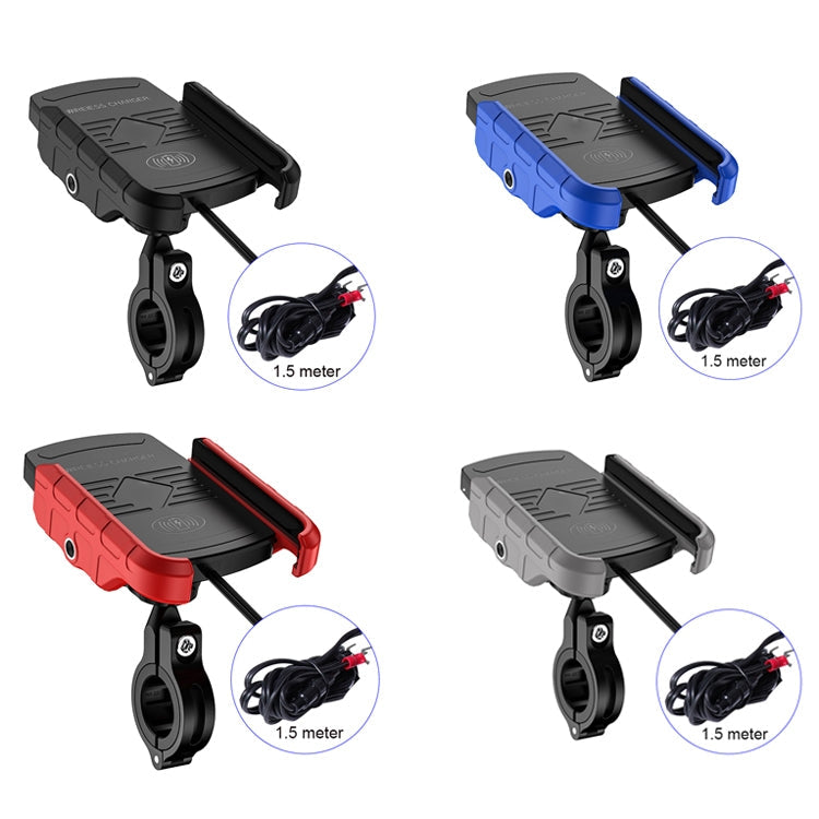 M9 Motorcycle Wireless Charging Mobile Phone Bracket 15W Fast Charging Mobile Phone Navigation Bracket(Red)