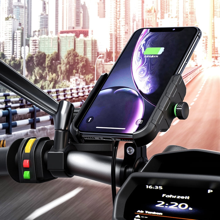 M9 Motorcycle Wireless Charging Mobile Phone Bracket 15W Fast Charging Mobile Phone Navigation Bracket(Red)