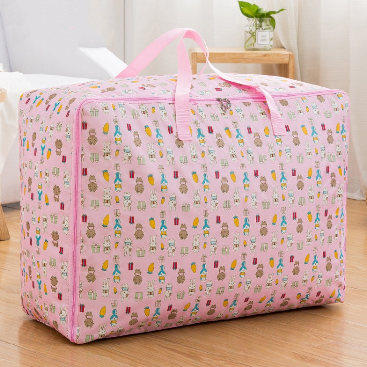 Oxford Cloth Quilt Moisture-Proof & Waterproof Storage Bag Zipper Portable Moving Luggage Bag, Specification: 60x50x25cm(Pink Rabbit)