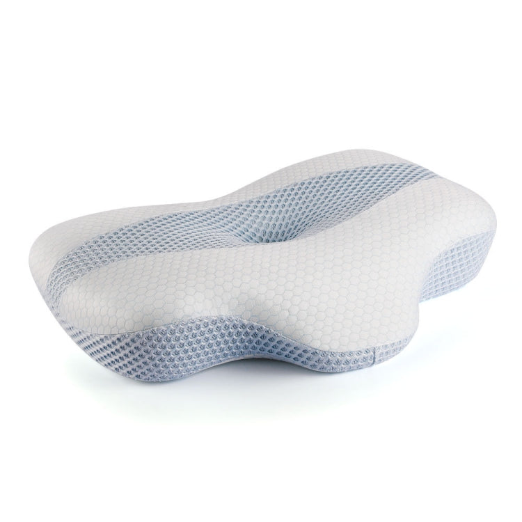 P10 Memory Foam Slow Rebound Pillow Neck Protector Memory Foam Pillow, Dimensions: 60 x 43 x 11cm(White Blue)