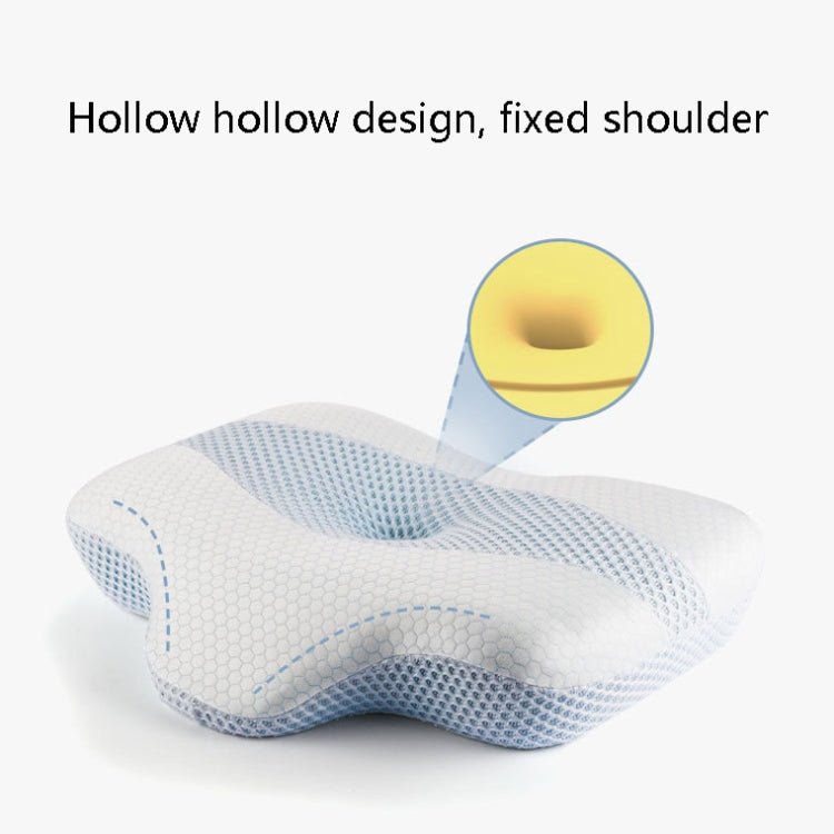P10 Memory Foam Slow Rebound Pillow Neck Protector Memory Foam Pillow, Dimensions: 60 x 43 x 11cm(White Blue)