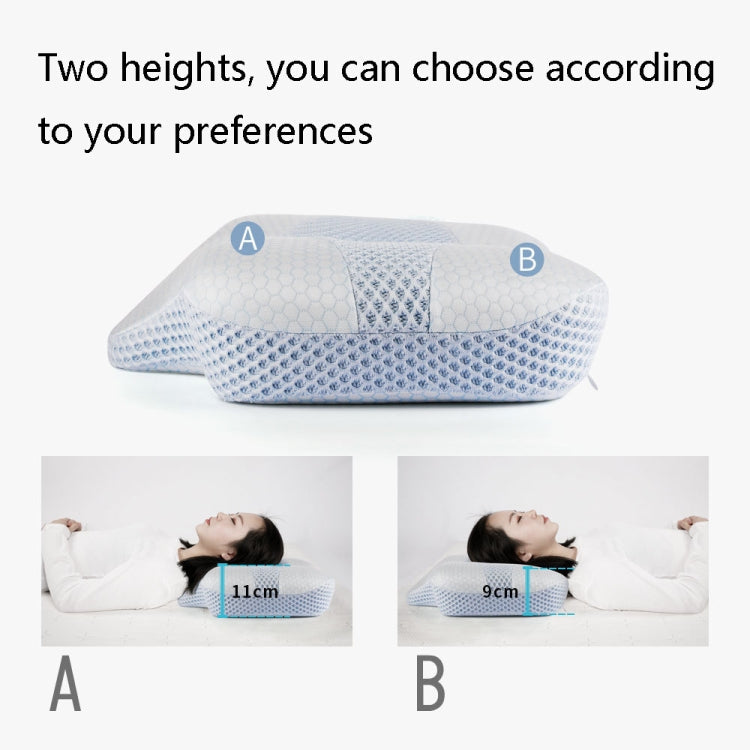 P10 Memory Foam Slow Rebound Pillow Neck Protector Memory Foam Pillow, Dimensions: 60 x 43 x 11cm(White Blue)