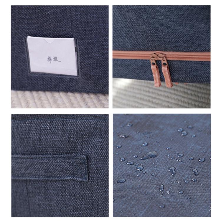 24L 40x30x20cm Fabric Steel Frame Quilt Clothing Storage Box Cotton Linen Storage Bag with Window(Navy Blue)