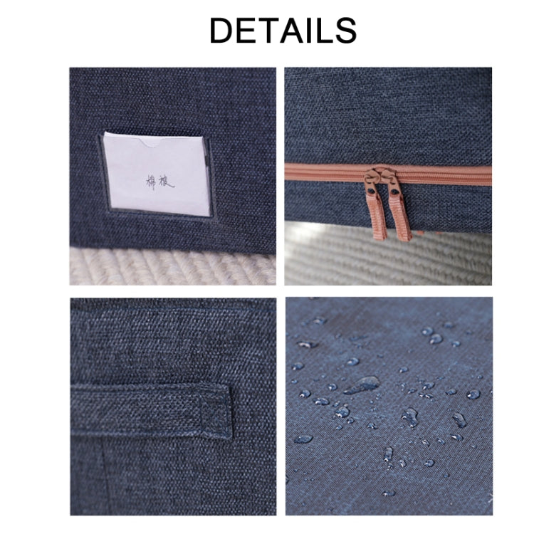 66L 50x40x33cm Fabric Steel Frame Quilt Clothing Storage Box Cotton Linen Storage Bag with Window(Navy Blue)