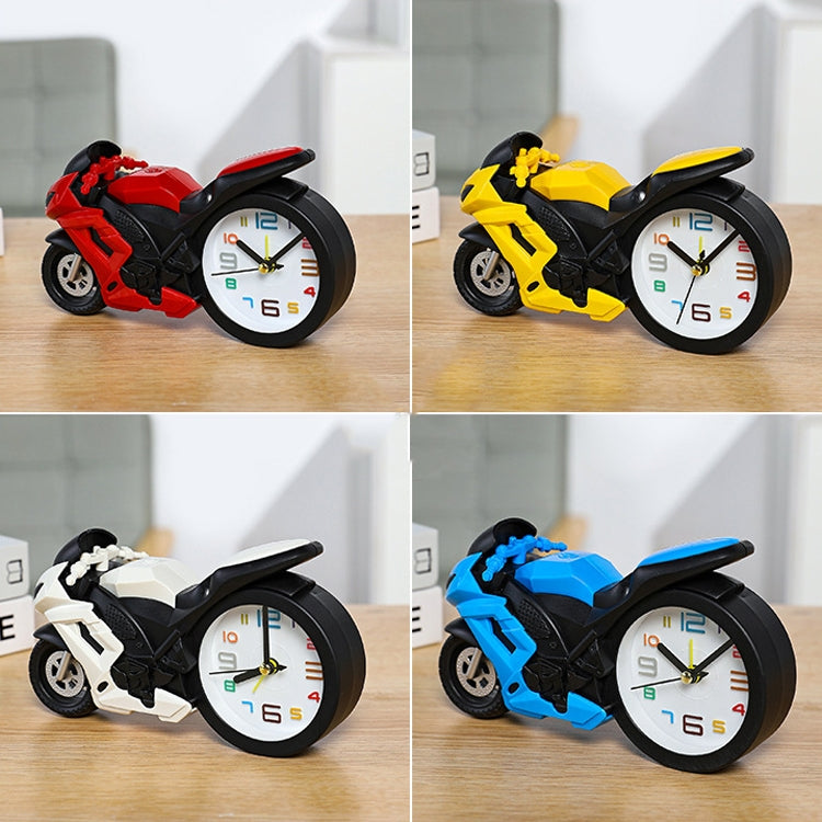 Motorcycle Alarm Clock Ornaments Creative Child Gift Clock(White Motorcycle Racing)