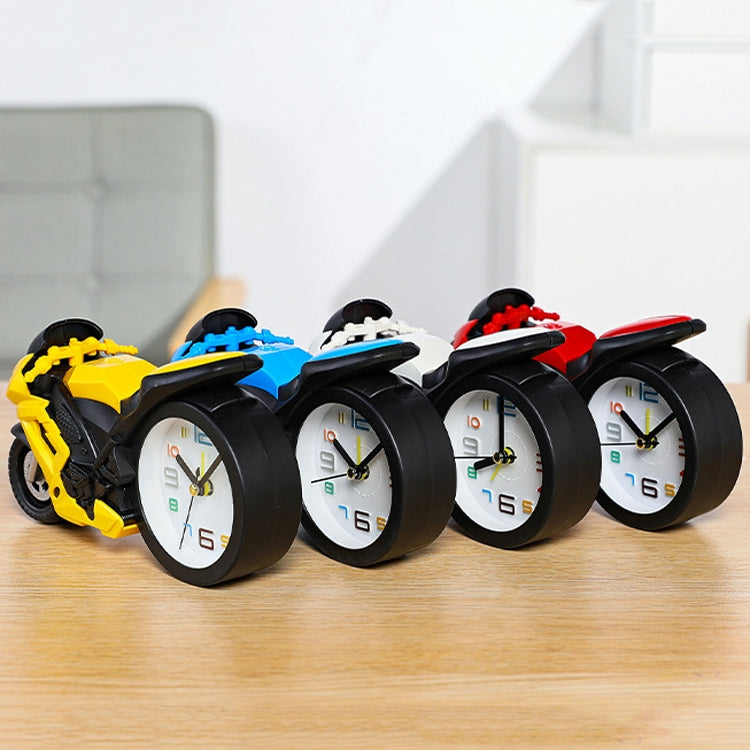 Motorcycle Alarm Clock Ornaments Creative Child Gift Clock(Red Motorcycle Racing)