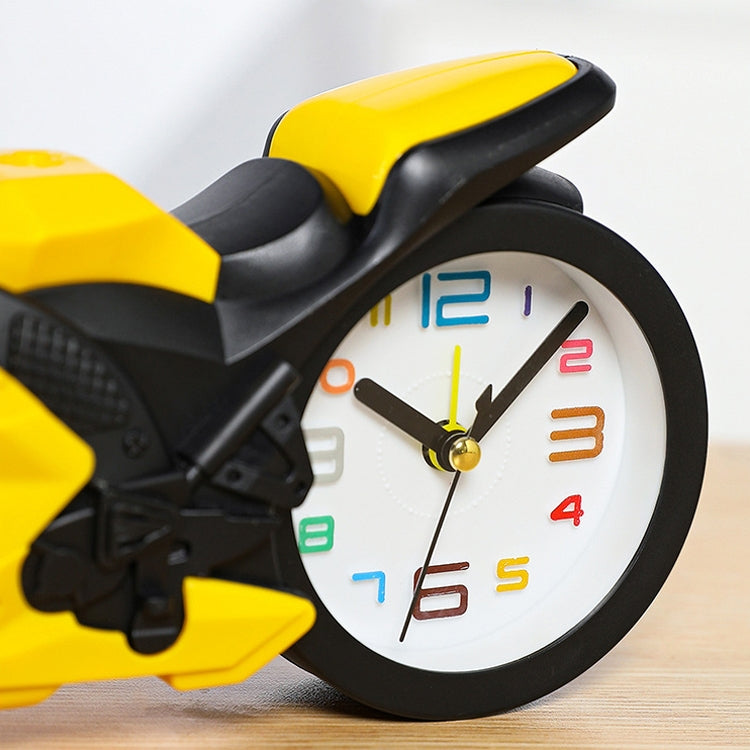 Motorcycle Alarm Clock Ornaments Creative Child Gift Clock(White Motorcycle Racing)
