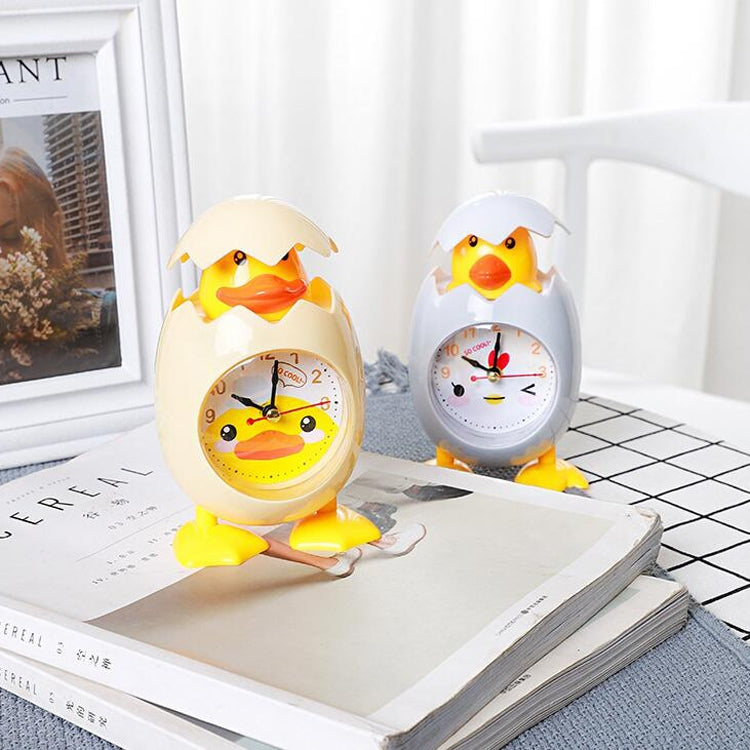 RP001 Cartoon Chicken Eggshell Chicks Alarm Clock Student Gift Children Bedroom Ornaments(White)