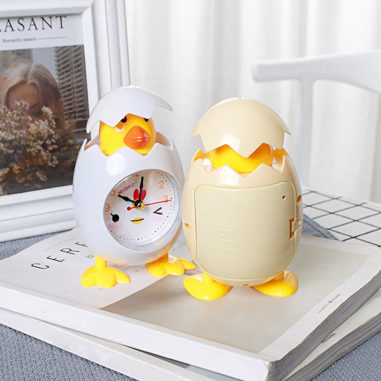 RP001 Cartoon Chicken Eggshell Chicks Alarm Clock Student Gift Children Bedroom Ornaments(White)