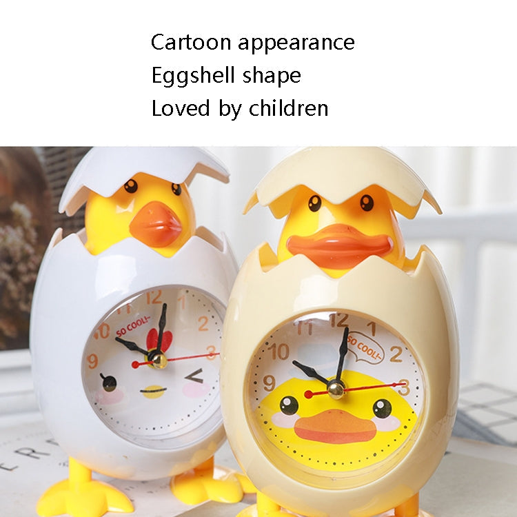 RP001 Cartoon Chicken Eggshell Chicks Alarm Clock Student Gift Children Bedroom Ornaments(White)