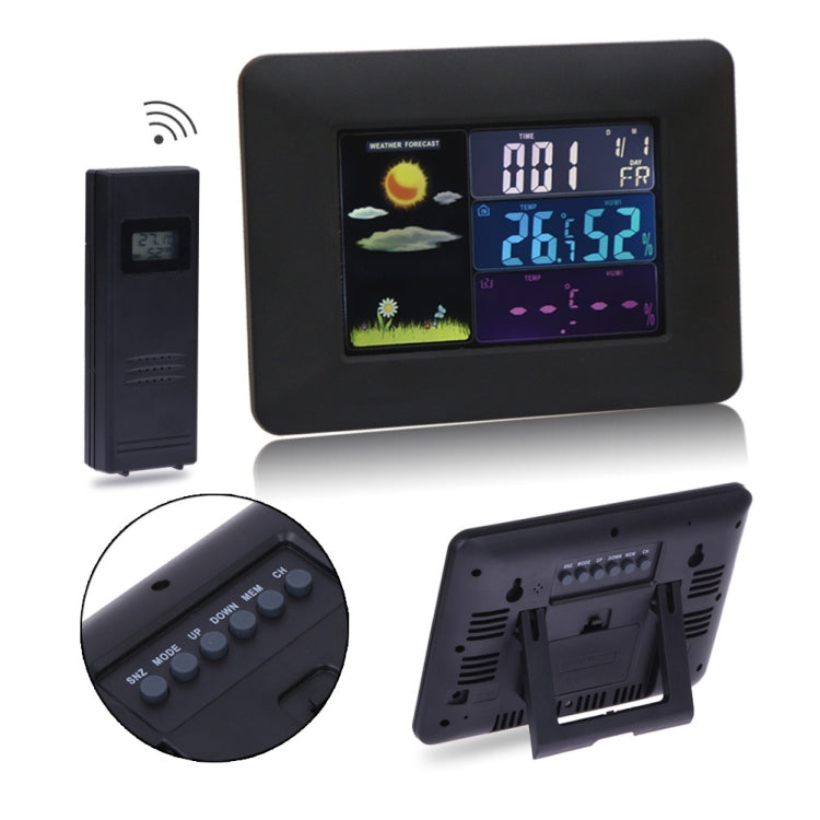 Multifunctional Indoor And Outdoor Temperature And Humidity Meter Colorful Screen Weather Clock(TS-A97-US US Plug)