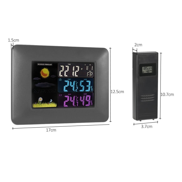 Multifunctional Indoor And Outdoor Temperature And Humidity Meter Colorful Screen Weather Clock(TS-A97-US US Plug)