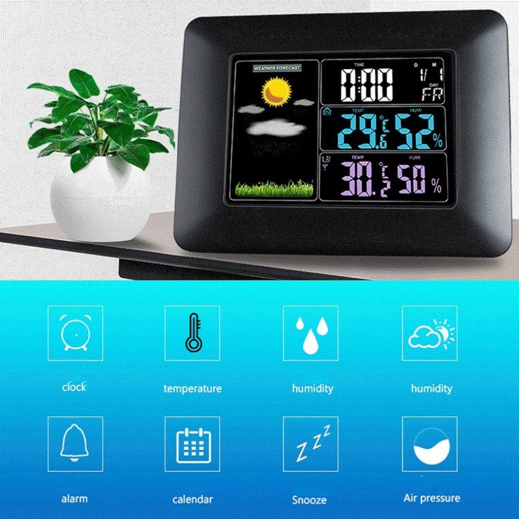 Multifunctional Indoor And Outdoor Temperature And Humidity Meter Colorful Screen Weather Clock(TS-A97-US US Plug)