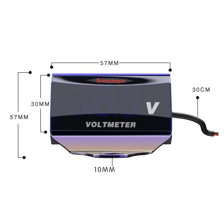 SUMOCHEPIN SMCP101 8-150V Motorcycle Modified Voltmeter LED Digital Display Electric Pressure Meter, Colour: Colorful Bracket+Red Voltmeter