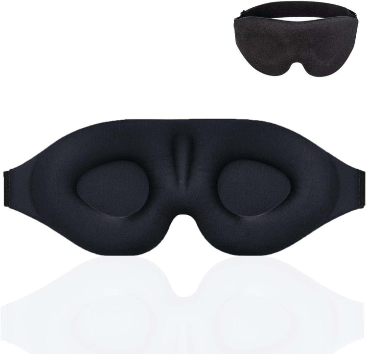 3D Sleeping Eye Mask Memory Foam Men And Women Shading Eye Mask Concave Eye Mask(No Nose Wings Black)