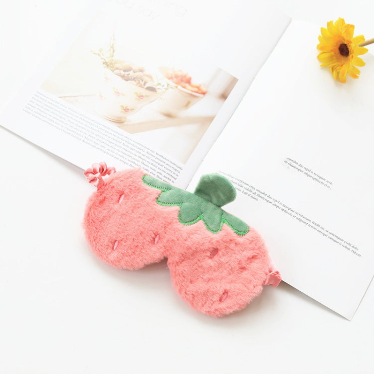 Fruit Plush Eye Mask Cute Soft Girl Sleep Blackout Eye Mask(Strawberry)