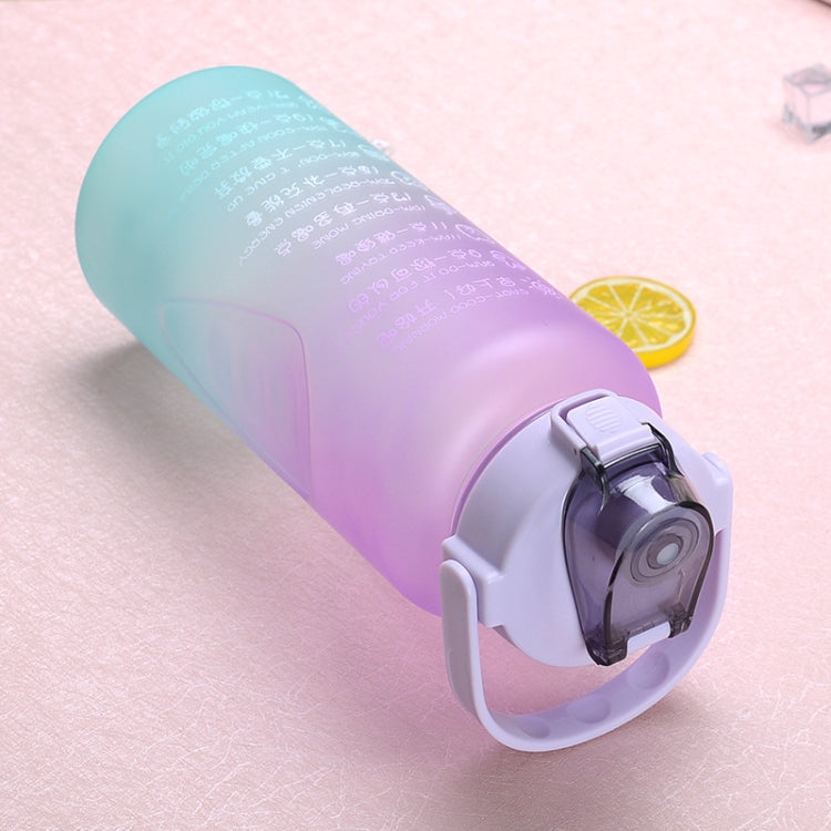 2L Large-Capacity Sports Water Cup Outdoor Drop-Proof Portable Straw Water Bottle(Purple Green Gradient)