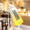 2000ml Frosted Gradient Color Large-Capacity Sports Water Cup Outdoor Portable Straw Water Bottle( Yellow White)
