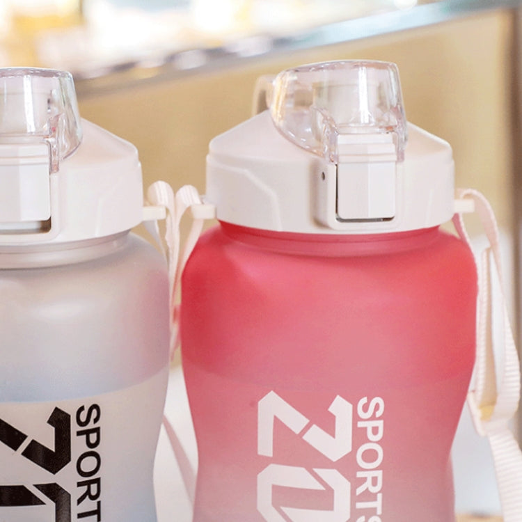2000ml Frosted Gradient Color Large-Capacity Sports Water Cup Outdoor Portable Straw Water Bottle(Pink White)
