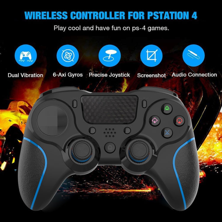 MB-P913 PC Six-Axis Somatosensory Back Key Programming Dual Vibration Bluetooth Gamepad For PS4 Pro(Blue Black)