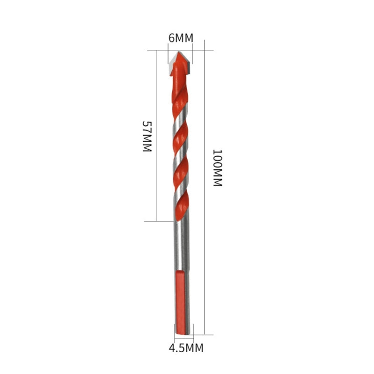 Ceramic Triangle Handle Metal Flashlight Drill Bit, Size: 6mm