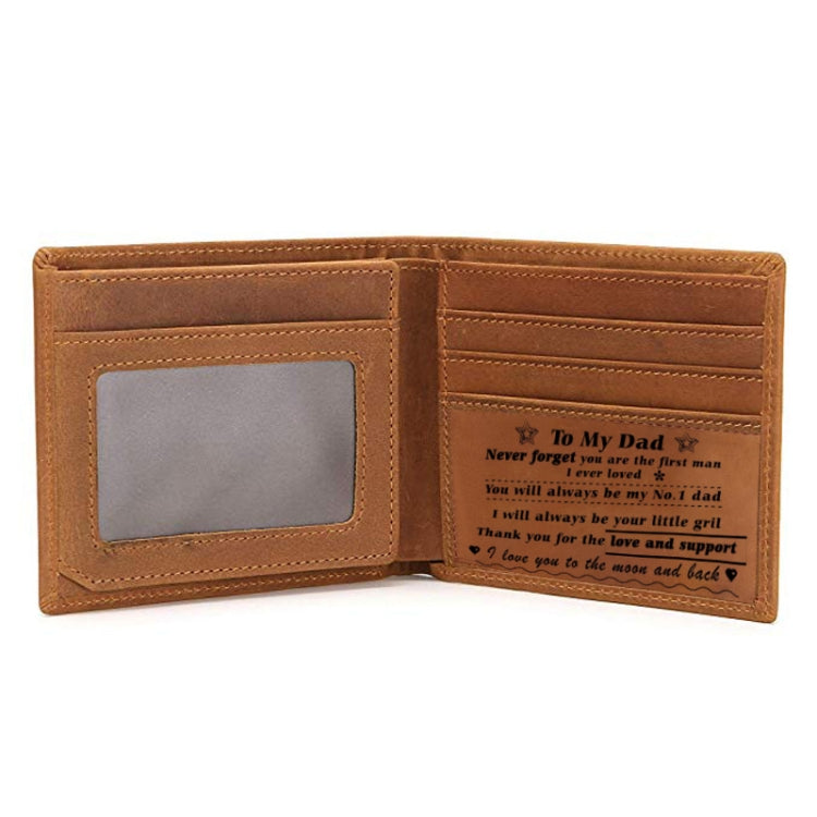 6003 Men Gift Crazy Horse Leather Lettering Laser Mark Wallet(B41)